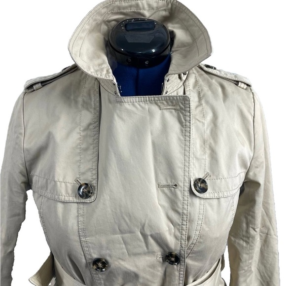 Trench Coat Classic Banana Republic Limonta Women's Sz SP Small Khaki 100 Cotton - Picture 4 of 11